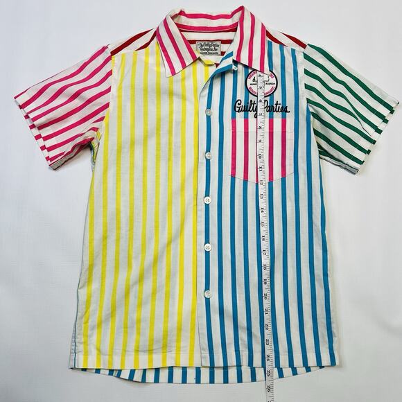 Wacko Maria Guilty Parties Multicolor Striped Shirt Sz Small Miami Fl Drunkards - Picture 2 of 9